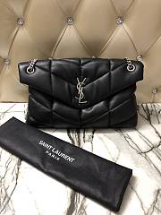 YSL LOULOU PUFFER MEDIUM BAG BLACK & SILVER METAL 577475 SIZE 35 x 23 x 13.5 CM - 1