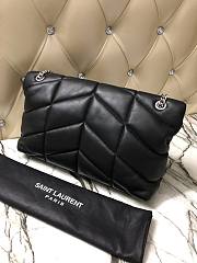 YSL LOULOU PUFFER MEDIUM BAG BLACK & SILVER METAL 577475 SIZE 35 x 23 x 13.5 CM - 6