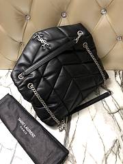YSL LOULOU PUFFER MEDIUM BAG BLACK & SILVER METAL 577475 SIZE 35 x 23 x 13.5 CM - 5
