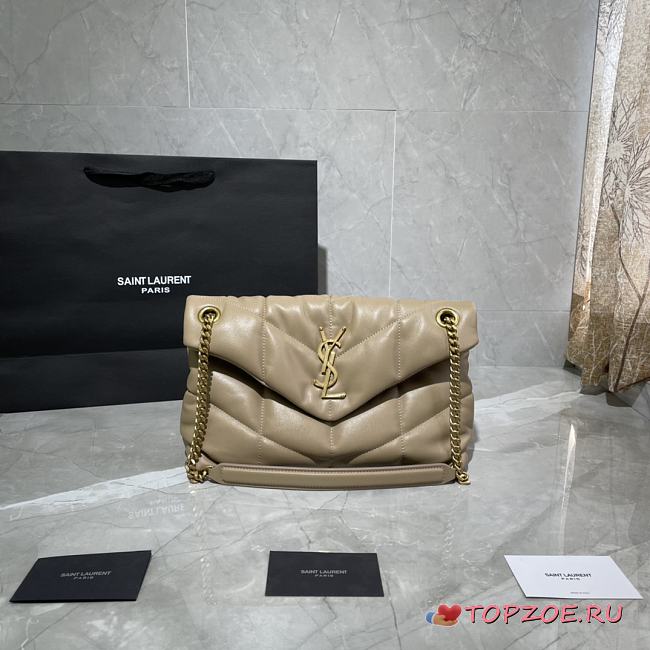 YSL LOULOU PUFFER SMALL BAG IN BLACK LAMBSKIN 577476 SIZE 29 x 17 x 11 CM - 1