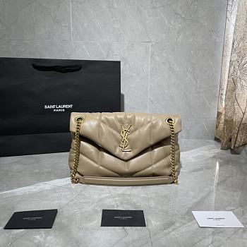 YSL LOULOU PUFFER SMALL BAG IN BLACK LAMBSKIN 577476 SIZE 29 x 17 x 11 CM