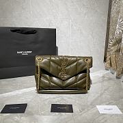 YSL LOULOU PUFFER SMALL BAG IN ARMY GREEN LAMBSKIN 577476 SIZE 29 x 17 x 11 CM - 1