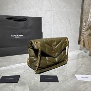 YSL LOULOU PUFFER SMALL BAG IN ARMY GREEN LAMBSKIN 577476 SIZE 29 x 17 x 11 CM - 6