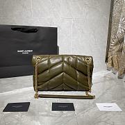 YSL LOULOU PUFFER SMALL BAG IN ARMY GREEN LAMBSKIN 577476 SIZE 29 x 17 x 11 CM - 2