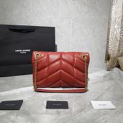 YSL LOULOU PUFFER SMALL BAG IN RED LAMBSKIN 577476 SIZE 29 x 17 x 11 CM - 3