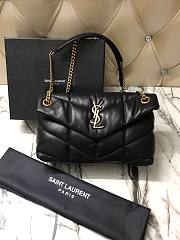 YSL LOULOU PUFFER SMALL BLACK LAMBSKIN GOLD METAL 577476 SIZE 29 x 17 x 11 CM - 1