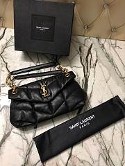 YSL LOULOU PUFFER SMALL BLACK LAMBSKIN GOLD METAL 577476 SIZE 29 x 17 x 11 CM - 4