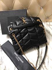 YSL LOULOU PUFFER SMALL BLACK LAMBSKIN GOLD METAL 577476 SIZE 29 x 17 x 11 CM - 3