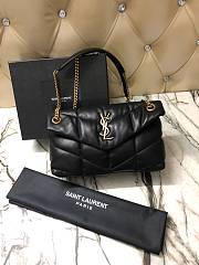 YSL LOULOU PUFFER SMALL BLACK LAMBSKIN GOLD METAL 577476 SIZE 29 x 17 x 11 CM - 2