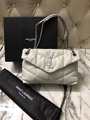 YSL LOULOU PUFFER SMALL BAG IN WHITE LAMBSKIN 577476 SIZE 29 x 17 x 11 CM - 1