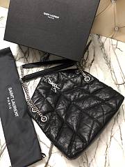 YSL LOULOU PUFFER SMALL BLACK LAMBSKIN SILVER METAL 577476 SIZE 29 x 17 x 11 CM   - 6
