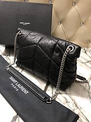 YSL LOULOU PUFFER SMALL BLACK LAMBSKIN SILVER METAL 577476 SIZE 29 x 17 x 11 CM   - 5