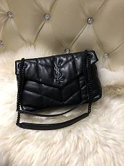 YSL LOULOU PUFFER SMALL BLACK LAMBSKIN BLACK METAL 577476 SIZE 29 x 17 x 11 CM - 6