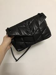 YSL LOULOU PUFFER SMALL BLACK LAMBSKIN BLACK METAL 577476 SIZE 29 x 17 x 11 CM - 4