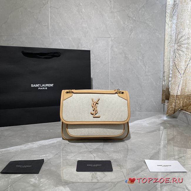 YSL NIKI BABY IN LINING CANVAS & VINTAGE LEATHER 533037 SIZE 22 x 16.5 x 7 CM - 1