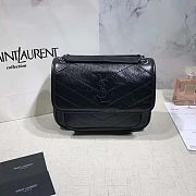 YSL NIKI BABY IN CRINKLED VINTAGE LEATHER BLACK 533037 SIZE 22 CM - 1