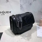 YSL NIKI BABY IN CRINKLED VINTAGE LEATHER BLACK 533037 SIZE 22 CM - 5