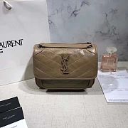 YSL NIKI BABY IN CRINKLED VINTAGE LEATHER BEIGE 533037 SIZE 22 CM - 1