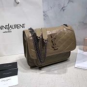 YSL NIKI BABY IN CRINKLED VINTAGE LEATHER BEIGE 533037 SIZE 22 CM - 2