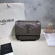YSL NIKI BABY IN CRINKLED VINTAGE LEATHER GRAY 533037 SIZE 22 CM - 1