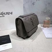 YSL NIKI BABY IN CRINKLED VINTAGE LEATHER GRAY 533037 SIZE 22 CM - 3