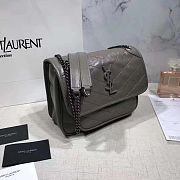 YSL NIKI BABY IN CRINKLED VINTAGE LEATHER GRAY 533037 SIZE 22 CM - 6