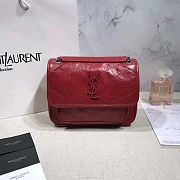 YSL NIKI BABY IN CRINKLED VINTAGE LEATHER RED 533037 SIZE 22 CM - 1