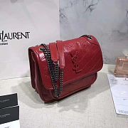 YSL NIKI BABY IN CRINKLED VINTAGE LEATHER RED 533037 SIZE 22 CM - 3