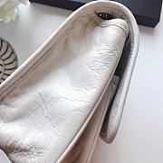 YSL NIKI BABY IN CRINKLED VINTAGE LEATHER WHITE 533037 SIZE 22 CM - 5