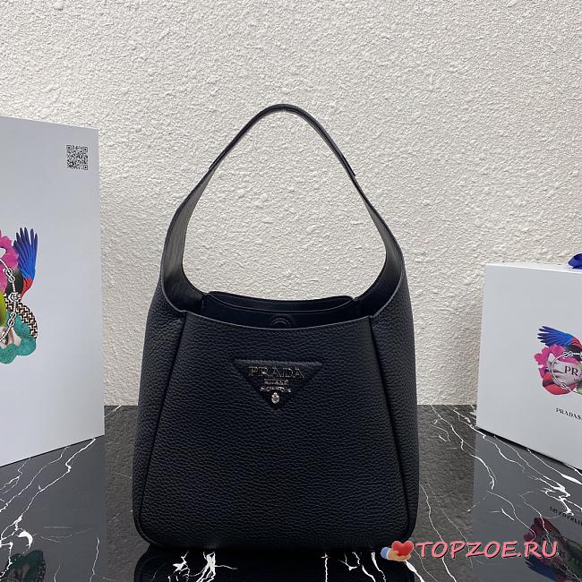 PRADA LEATHER HANDBAG BLACK 1BC127 SIZE 23 x 21 x 13 CM - 1