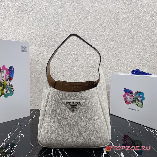 PRADA LEATHER HANDBAG WHITE 1BC127 SIZE 23 x 21 x 13 CM - 1
