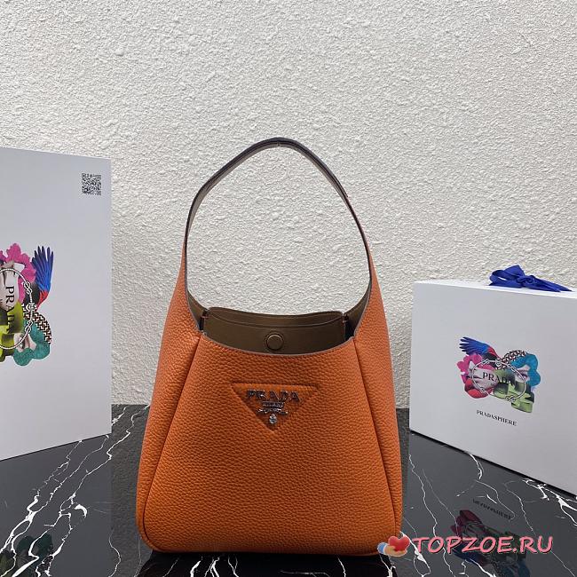 PRADA LEATHER HANDBAG ORANGE 1BC127 SIZE 23 x 21 x 13 CM - 1