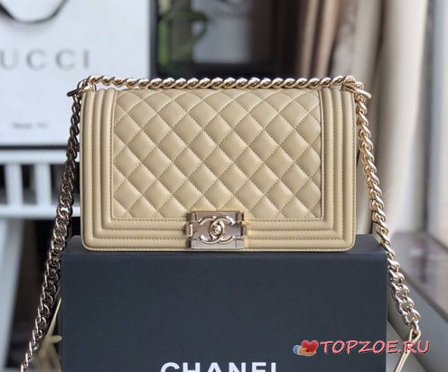 CHANEL BOY BAG BEIGE A67086 SIZE 25 x 15 x 7 CM - 1
