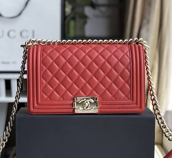 CHANEL BOY BAG RED A67086 SIZE 25 x 15 x 7 CM