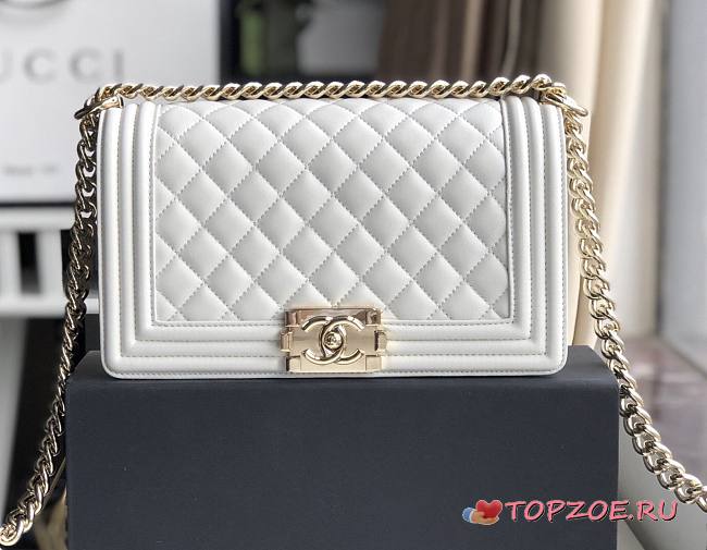 CHANEL BOY BAG WHITE A67086 SIZE 25 x 15 x 7 CM - 1