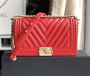 CHANEL CHEVRON BOY BAG RED A67086 SIZE 25 x 15 x 7 CM - 1