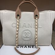 CHANEL DEAUVILLE MIXED FIBERS SHOPPING BAG WHITE A66941 SIZE 38x29x20 CM - 1