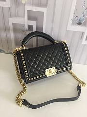 CHANEL BOY BAG WITH TOP HANDLE BLACK A67086 SIZE 25 CM - 1