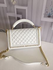 CHANEL BOY BAG WITH TOP HANDLE WHITE A67086 SIZE 25 CM - 6