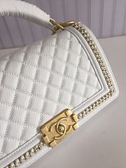 CHANEL BOY BAG WITH TOP HANDLE WHITE A67086 SIZE 25 CM - 4