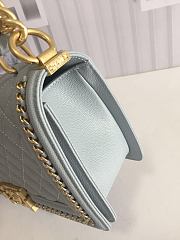 CHANEL BOY BAG WITH TOP HANDLE LIGHT BLUE A67086 SIZE 25 CM - 2