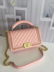 CHANEL BOY BAG WITH TOP HANDLE LIGHT PINK A67086 SIZE 25 CM - 1