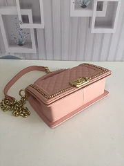 CHANEL BOY BAG WITH TOP HANDLE LIGHT PINK A67086 SIZE 25 CM - 3