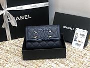 CHANEL CC FIIGREE SMALL WALLET DARK BLUE A84447 SIZE 15 CM - 1