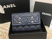 CHANEL CC FIIGREE SMALL WALLET DARK BLUE A84447 SIZE 15 CM - 6