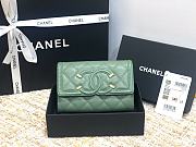 CHANEL CC FIIGREE SMALL WALLET TEA GREEN A84447 SIZE 15 CM - 1
