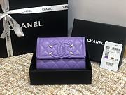 CHANEL CC FIIGREE SMALL WALLET PURPLE A84447 SIZE 15 CM - 1