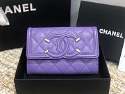 CHANEL CC FIIGREE SMALL WALLET PURPLE A84447 SIZE 15 CM - 2