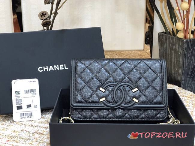 CHANEL CC FILIGREE WOC BLACK A84451 SIZE 19.5 x 12 x 3.5 CM - 1