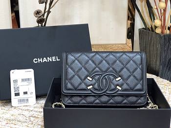 CHANEL CC FILIGREE WOC BLACK A84451 SIZE 19.5 x 12 x 3.5 CM